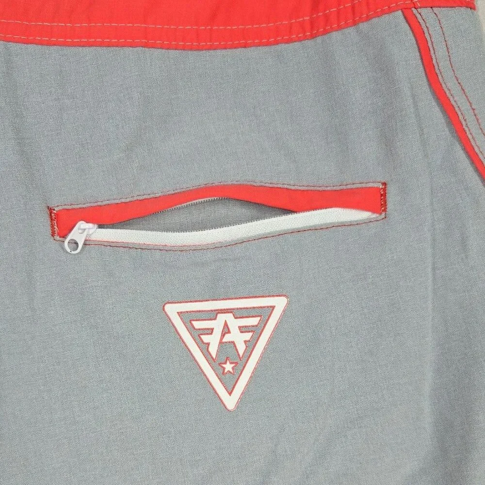 American Fighter Board Shorts MMA Gray Red Mens Size 30 Fight Athletic Surf Swim